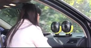 General USB Fan 5V Double Headed 360 Degree Rotation for Car Back Seat Silent Foldable Mini Car Fan