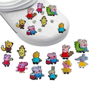 Hasbro | 15PCS Peppa Pig Shoe Buckle Set Anime PVC Flower Decorations Detachable Party Festival Shoe Accessories for Kids Birthday Gift