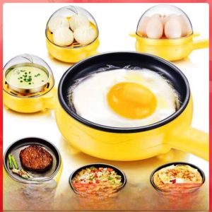 หม้อหุงไข่ไฟฟ้าขนาดเล็กเครื่องอาหารเช้าแบบไม่ติดสวิตช์อัตโนมัติปิดเครื่องใช้ในบ้านเครื่องทอดไข่หม้อนึ่งไข่