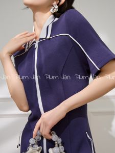 PlumJan | Đầm A-line Cổ Polo Kiểu Thể Thao Đục Lỗ