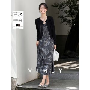 Vimly | Floral Elegent Women Dress Set 26 Autumn New