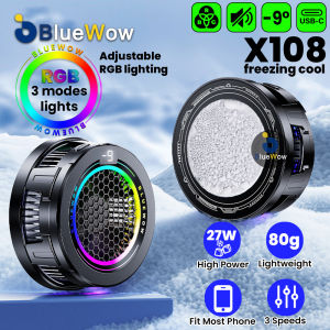 BlueWow X108ตัวทำความเย็นโทรศัพท์มือถือสมาร์ทโฟนเครื่องทำความเย็นพัดลมทำความเย็นสำหรับเล่นเกมโทรศัพท์มือถือฮีทซิงค์ความร้อนฟรีของขวัญ (ที่สวมนิ้วเกม)-ปลั๊กอิน