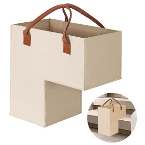 Large Felt Staircase Basket Staircase Clutter Storage Basket Laundry Basket Stair Storage Organizer with Durable Handles