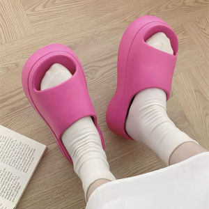 Thick Heel Sandals Womens 6cm Heightening Summer Outdoor Beach EVA Anti-Odor Slip-Resistant Casual One-Strap Ladies Sandals