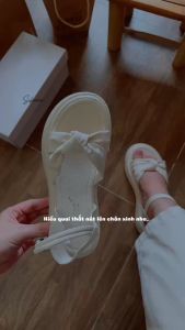 Dép nữ đế cao 4PH có quai hậu kiểu quai thắt nút nữ tính êm chân (Chân gầy lùi size - Fullbox)