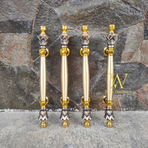 Handle Pintu Rumah Kuningan Motif Nanas Antik 45 cm 4 pcs