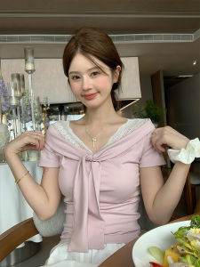 qiaocong | Slimming & Stylish V-Neck Lace T-Shirt