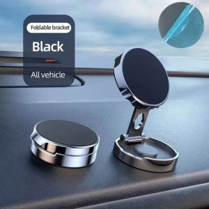 HLINKEY Car Mobile Phone Stand 720 Degree Rotation Metal Adsorption Suction Foldable Round Bracket Support for Universal Phones Holder