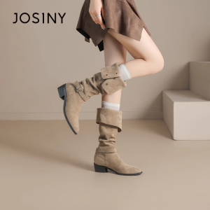 Josiny | Pointed Long Shaft Medard Padded Gathered Knight Boots
