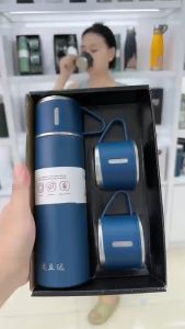 VILLACURTAIN 500ml Premium Travel Tumbler Double-Walled 304 Stainless Vacuum Sports Water Bottle with Cup Handle