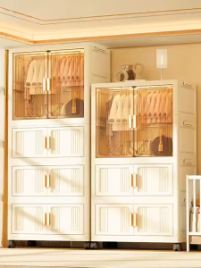 STON Foldable Wardrobe Storage Cabinet For Clothes Organizer Babys Durabox Drawer Cabinet With Wheels