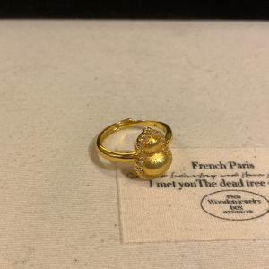 Golden Peeling Gourd Ring for Women Lightweight Zircon Adjustable Vintage Style Fashionable Jewelry Finger Ring Accessory