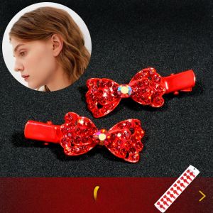 Chinese Wedding and Wedding Supplies Minnan Hair Clip Barrettes Children Happy Event Red Wedding Tea Ceremony Barrettes Bow Headdress