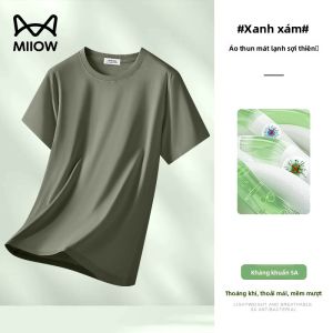 Áo thun MiiOW cho nam làm bằng lụa băng và vải tre kháng khuẩn nhanh khô