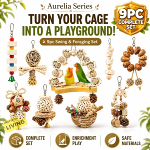 Bird Toy SetsNatural Chew Swing & Foraging Toys for Parrots Lovebird Cockatiel & Conure | Safe Wooden Bird Toys