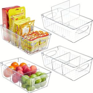 UUMIR Divider Storage Box Transparent Freshness preservation Refrigerator fresh-keeping storage box Durable Food Storage Box refrigerator