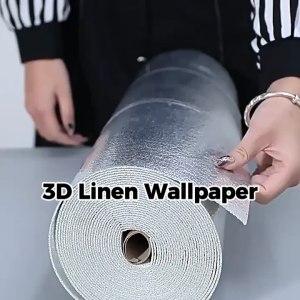 Wallpaper linen roll  / Dekorasi Kamar / Wallpaper Dinding Pvc Non Transparan  Ruang Tamu Dekorasi 50CM*3M