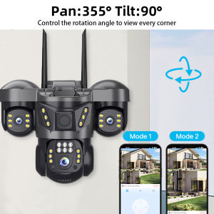 LLSEE V380 Pro 3 lens wireless WiFi camera 360 outdoor CCTV 3 screen IP66 waterproof two-way communication color night vision automatic rotation security camera 4G SIM card connection