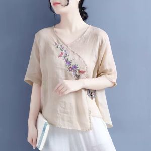 Áo Thun Mỏng V-Neck Rộng Rãnh Retro Elegance Mùa Hè