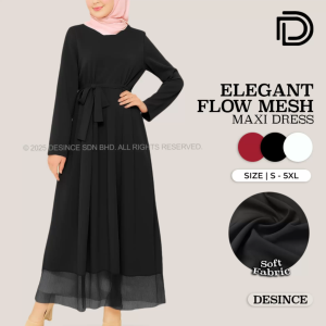 🇲🇾 DESINCE Muslimah Long Dress Women Lace Layers Big Swing Maxi Dress Long Sleeve Solid Color Dress Perempuan WW 011