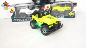 RC Rock Climbing Mobil Jeep Offroad Ban Karet Besar 4WD ada Lampu 3D Warna Warni + Baterai Cas