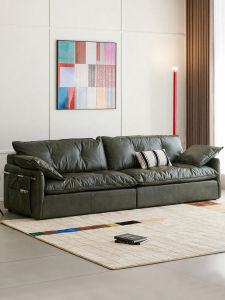 Full and Partial Grain Genuine Leather 3-Seat Sofa