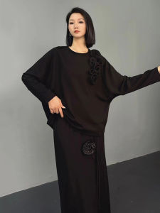 XITAO Three-dimensional Decoration Sweatshirts Solid Color Patchwork Long Sleeve Loose Pullover All Match 2024 Autumn LJ1021