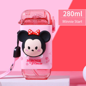 Bình Nước chính hãng Disney phiên bản hình nổi 3D Elsa/Mickey/Donal/Lotso ống hút silicon dẽo mềm mại.