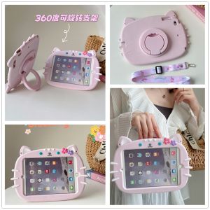 For Xiaomi Redmi Pad SE 4G 8.7 inch 2024 Tablet Cute Kids Case 360° Rotating Cute Cartoon Cat Shockproof Handle Stand Case Cover