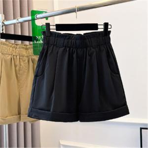 Quần Short Chữ a Cạp Cao Thường Ngày Mùa Hè Cho Nữ Cỡ Lớn Quần Ống Rộng 5 Điểm Rộng Rãi Quần Bó Quần Áo Làm Việc Phong Cách Hàn Quốc