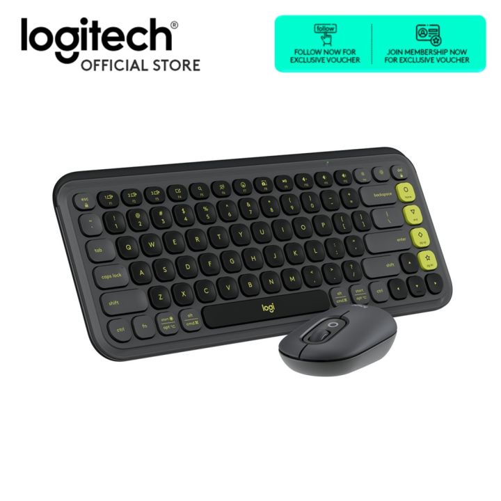 Logitech POP ICON COMBO, Bluetooth keyboard and mouse combo, comfortable typing, programmable keys and buttons, quiet clicks, Easy-Switch up to 3 Devices