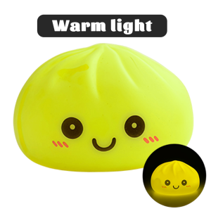 Bandai | Cute Luminous Dumpling Squeezing Toy Soft Decompression Colored Lamp Glowing Night Light for Bedroom Decor Desk Ornament and