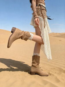 Josiny | Futuristic Wasteland Style Summer Brown Boots Coarse Heel