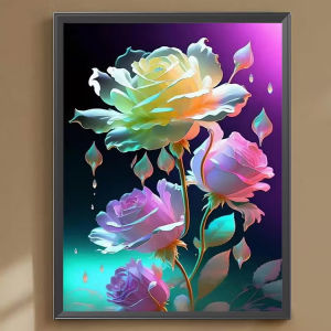 5D DIY Full Drill Diamond Painting Kit Snow Colored Ice Lotus Flower Winter Floral Nature Scene For Adults Home Wall Decor Gift