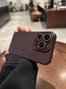 AO.HU | Vỏ Bảo Vệ Chống Xước Chất Liệu Da cho iPhone có Phim Bảo Vệ Camera