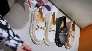 【STOCK+COD】Womens Thick Sole Loafers Retro Leather Shoes Casual Mary Jane Shoes size 35-40