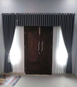 Gorden Poni Smokring 1Set Bahan Blackout Import Polos Untuk Jendela Dan Pintu Kamar Minimalis