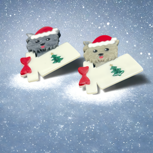 Christmas Puppy Cartoon Creative Acrylic Brooch Pin Fashionable and Unique Holiday Exaggerated Accessory for Clothing and Bags