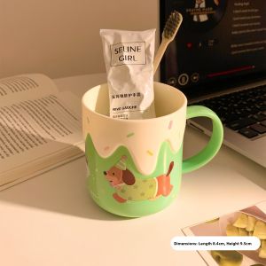 Cute Dachshund Dog Plastic Toothbrush Cup Washing Cup Couple Student Children Home Use Oral Care Utensils Sipping Cup