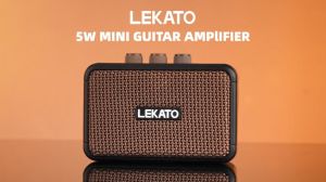 LEKATO Mini Electric Guitar Amplifier Dual Speakers 5W Rechargeable Guitar Amp with Clean Overdrive Effects