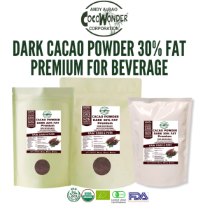 DARK CACAO POWDER 30% FAT PREMIUM - FOR BEVERAGE I COCOWONDER I - US & EU CERTIFIED ORGANIC