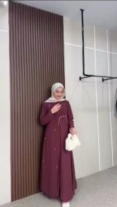 Karina Abaya Bahan Ceruty Babydoll Premium Busui Friendly / Abaya Wanita Kekinian Terbaru 2025 / Baju Lebaran Simple Mewah Elegant By Keyclo