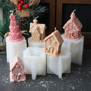 3D Christmas House Candle Silicone Mold DIY Creative Cabin Log Cabin Aromatherapy Plaster Mould Home Christmas Decor Gift Tool