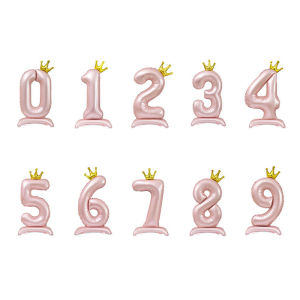 32 Inch Standing Crown Digital Aluminum Film Balloon Blue Pink Standing Digital Balloon Birthday Party Decoration Arrangement