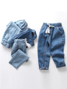 Boys Soft Denim Long Pants Thin Mosquito Proof Summer Clothes New Style Childrens Clothing Baby Medium Large Childrens Summer Anti-Mosquito Pants