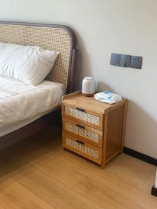 Bamboo Bedside Cabinet Bedside Table Bedroom Cabinet with Drawers Bedside Table Side Table Storage Cabinet