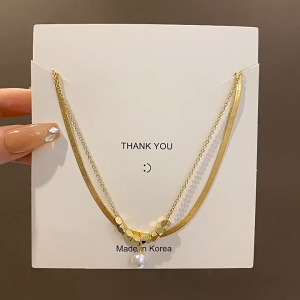 LL 2024 fashion 18K Gold Double layer pearl versatile personalized temperament necklace N8345