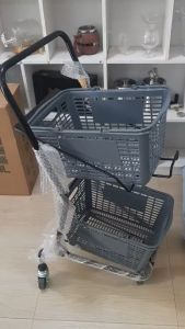 รถเข็นช็อปปิ้ง รถเข็นซูเปอร์มาร์เก็ต2ชั้น พร้อมตะกร้า ราคาโรงงาน📌มีพร้อมส่ง