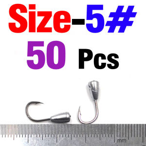 50Pcs Tapered Lead Jig Head Hooks High Carbon Steel Barbed Fish Hooks for Soft Bait Worm Crappie Bass Trout Fishing Tackle