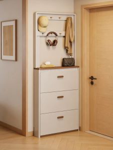 YANGYING | Space-Saving Shoe Cabinet with Coat Hanger Compact Entrance Storage Unit